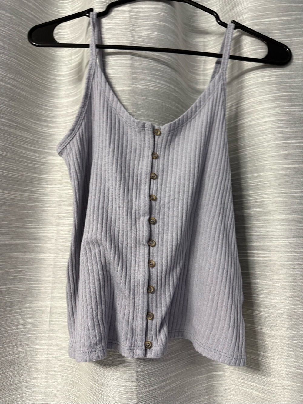 American Eagle Outfitters Lavender Ribbed Button-Front Top